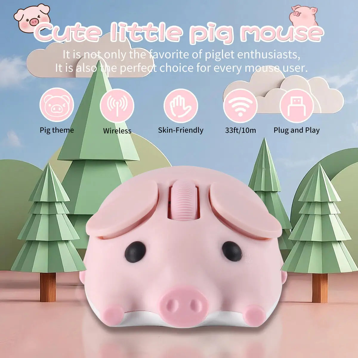 Cute Little Piggy Wireless Bluetooth Dual-Mode Mouse Ergonomics Portable Long Battery Life Office Mause For PC Laptop Kids Gifts