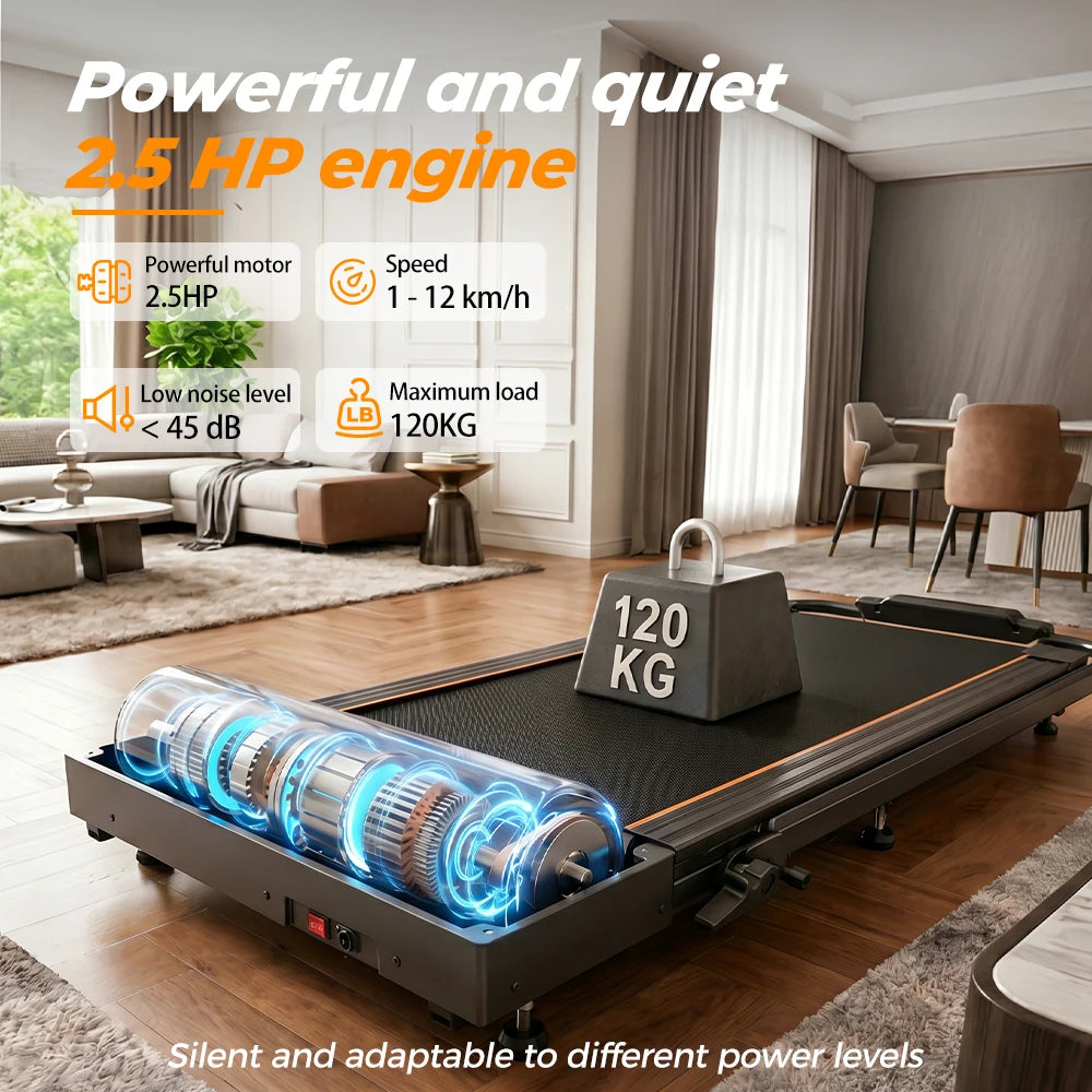 Formill FT51/FT50/FT52 Treadmill 2 In 1 Walking Running Treadmill 0.75-2.5HP Foldable Under Desk Treadmill38*95cm Running Area With Armrest LED Display Oil Drip Hole Indoor Home Gym Exercise Machine