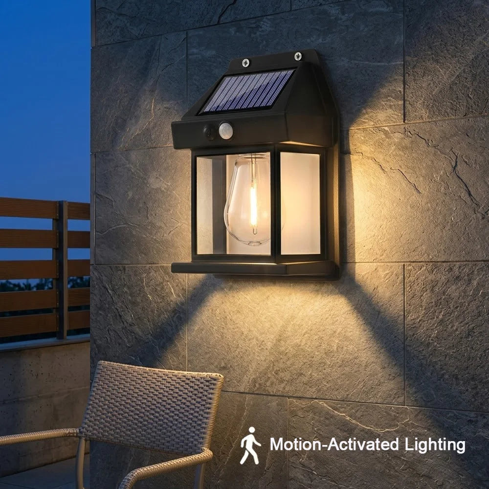 Solar Wall Light Outdoor Waterproof Motion Sensor Lamp Garden Decor Light for Porch Pathway Patio Yard Decorative Lighting