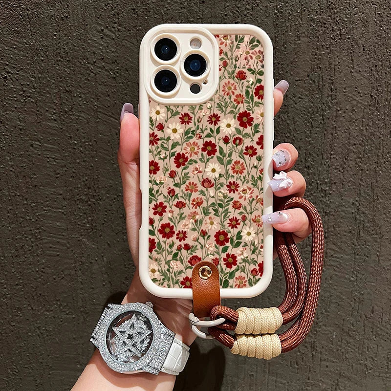 Flower Phone Case with Lanyard for iPhone 16 Pro Max - Shock-Absorbing Cover 1 Tidesmit
