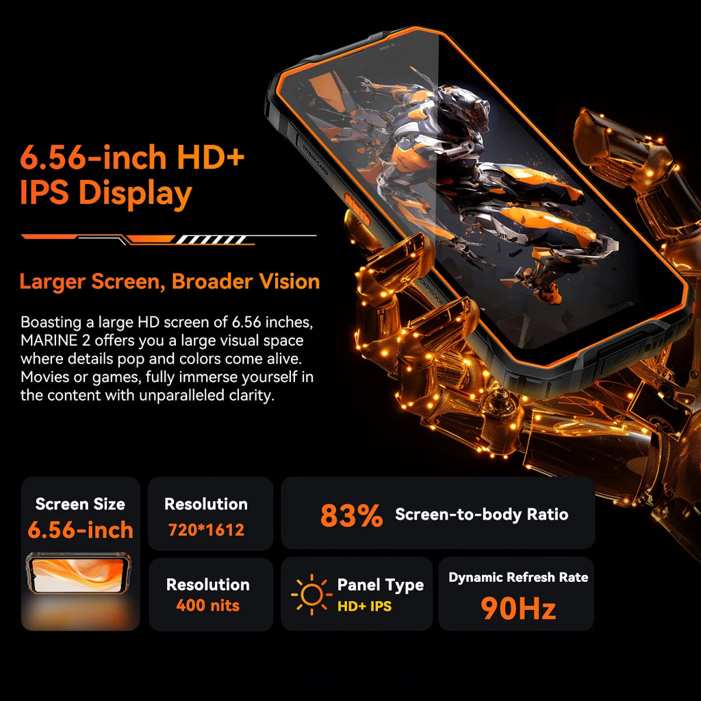 Blackview OSCAL Marine 2 Rugged Smartphone AI, 6.56'' HD+ Display, Unisoc T615,  8GB+128GB, 11000mAh, Android 15 Phone NFC