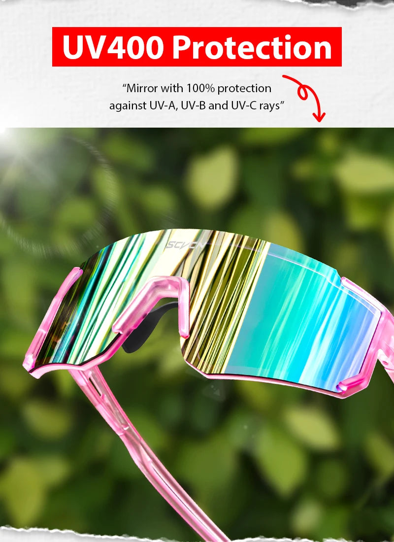 SCVCN Cycling Glasses UV400 Outdoor Sports Sunglasses Men MTB Cycling Glasses Women Road Bike Sunglasses Running Goggles
