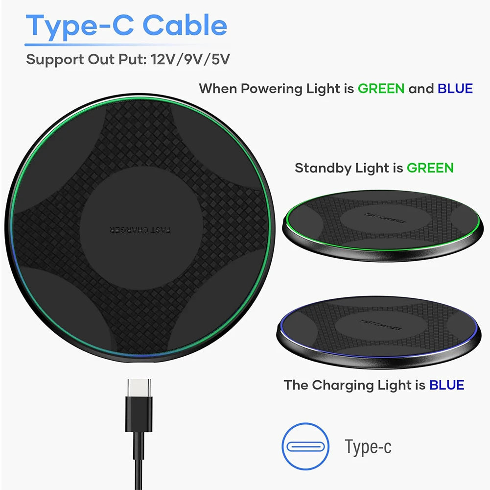 Wireless Charger Pad | Qi Certified Fast Charging for iPhone Tidesmit