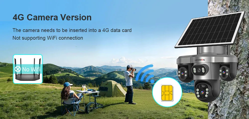LS VISION 15MP 4G Wifi Solar Camera 3-Screen 10X Zoom PTZ 360°Rotatable PIR Human Detect CCTV Security Video IP Camara V380 Pro