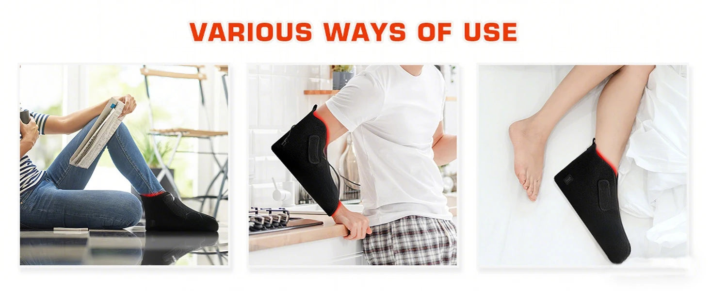 Multi-functional red and infrared light therapy wrap for feet, ankles, knees, and elbows to relieve neuropathy pain.