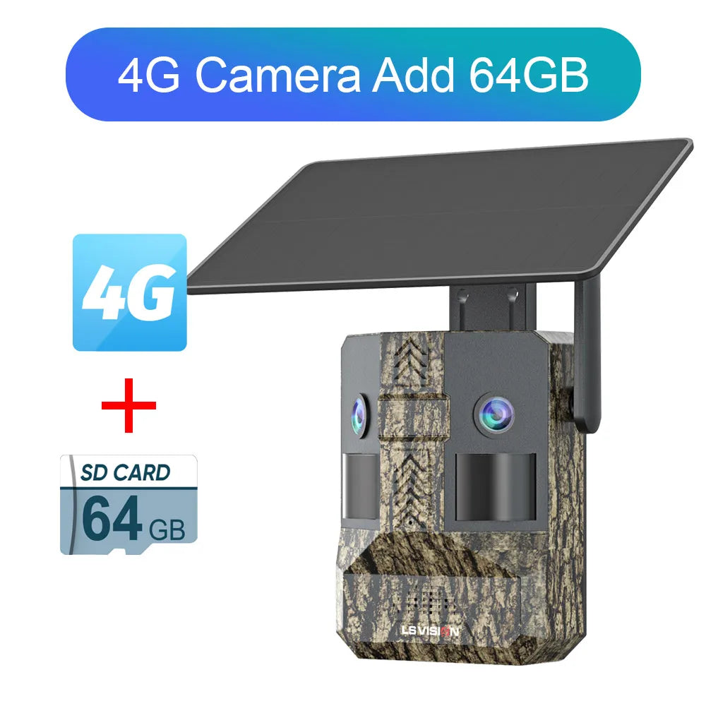 UCON 24MP 4G Solar Trail Camera Dual Screen Outdoor Cellular Trail Camera Dual PIR AI Animal Detection 0.2s Triggered Wildlife