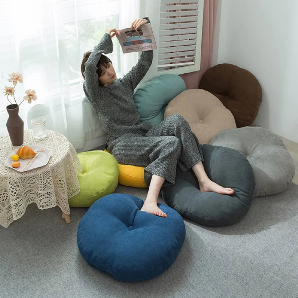 Inyahome Large Floor Cushions Round Seating Pillow for Adults Kids Tufted Thick Meditation Cushion for Yoga Living Room Tatami