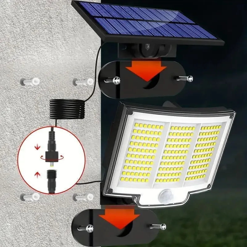 Solar Powered LED Wall Light With PIR Motion Sensor Outdoor Security Flood Lamp Wireless Energy Saving Waterproof Lighting For Garden Yard Patio Driveway Home Safety
