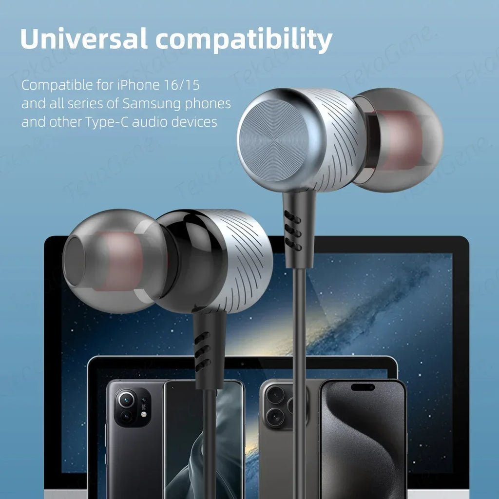 Wired Metal In-Ear Headphones with Mic by Tidesmit - 6 Variants Tidesmit