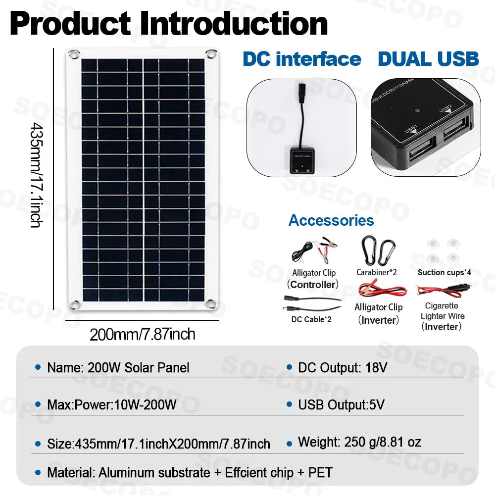 Solar System 10000W Complete Kit 12V To 220V 100A Controller 200W Panel Solar Power Generator for Home/Camping Backup Battery