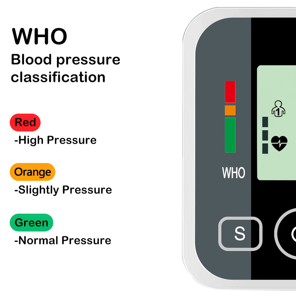 Portable LED Upper Arm Blood Pressure Monitor Portable Digital Tonometer Sphygmomanometer BP Monitor