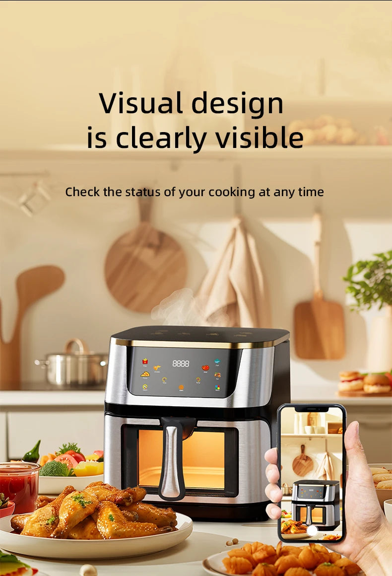 10L 10L Electric Air Fryer with Adjustable Tempera Large Capacity Air Fryers with Viewing Window & Touchscreen For Home