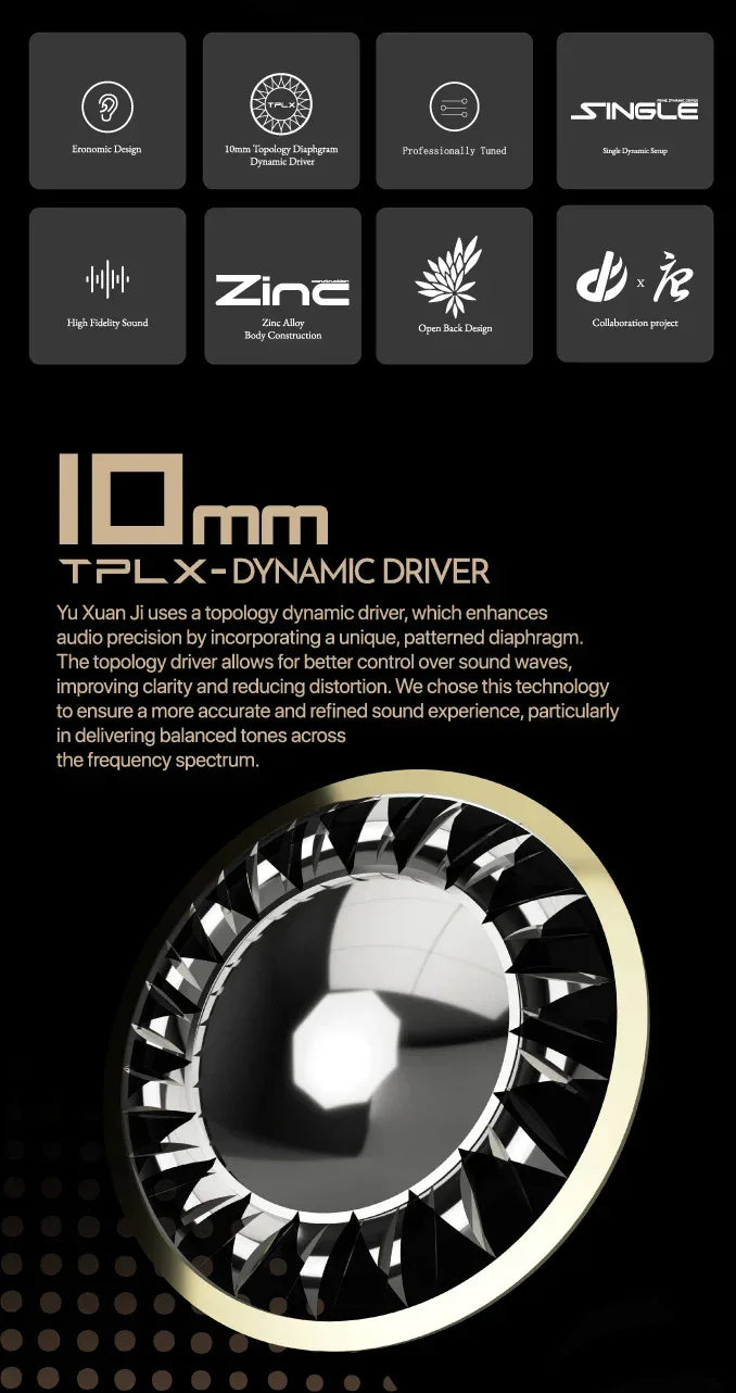 TANGZU YuXuanJi IEM Headphones 10mm Dynamic Driver by Tidesmit Tidesmit