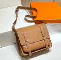Leather Shoulder Bag Men's Retro Style Sewn with Wax Thread Top Layer Cowhide Single Shoulder Bag for Daily Use