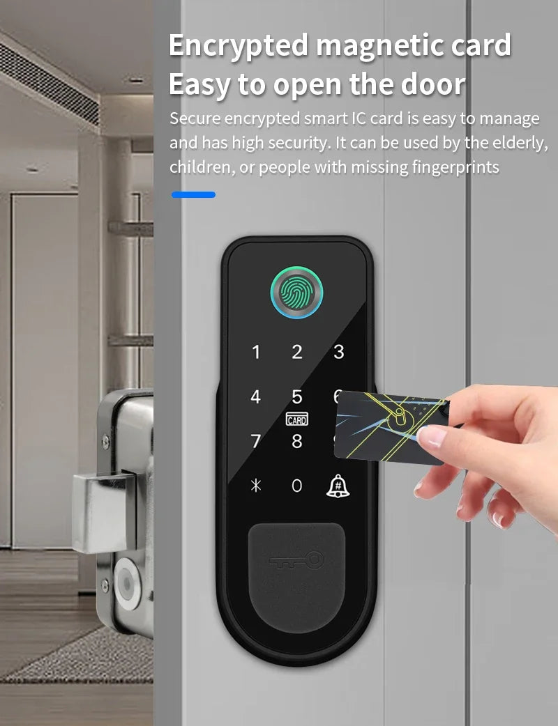Bluetooth Tuya App Fingerprint Smart Door Lock Gate Password RFID Card Rim Bolt Lock Electronic Door Lock