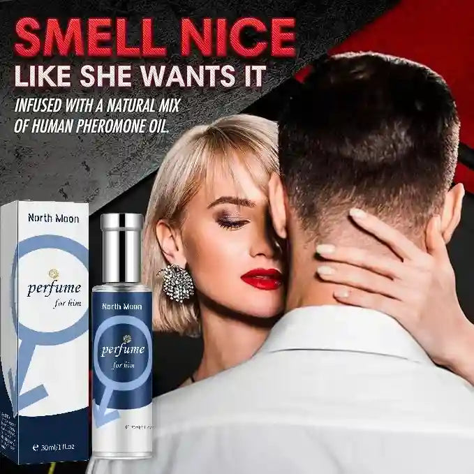 North Moon pheromone cologne for men, 30ml cylinder bottle, long-lasting scent for dating and attraction.