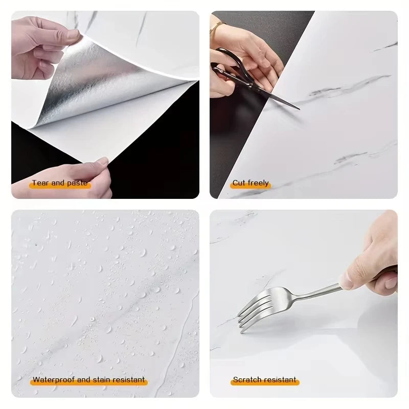 10/30/50PCS Thickened Self-adhesive Decor Wall Sticker Marble Tile Floor Sticker PVC Waterproof Toilet Kitchen Home Floor