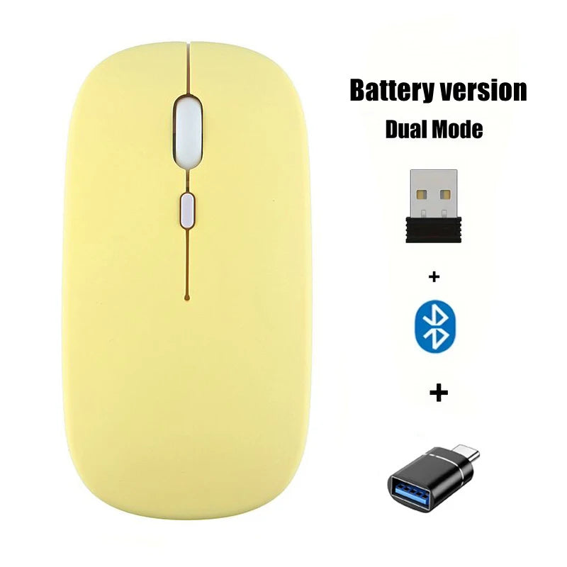 Wireless Mouse with 2.4G Bluetooth-compatible Dual Modes, 1600 DPI Adjustable, Silent Clicking, Portable Ergonomic Laptop Mouse