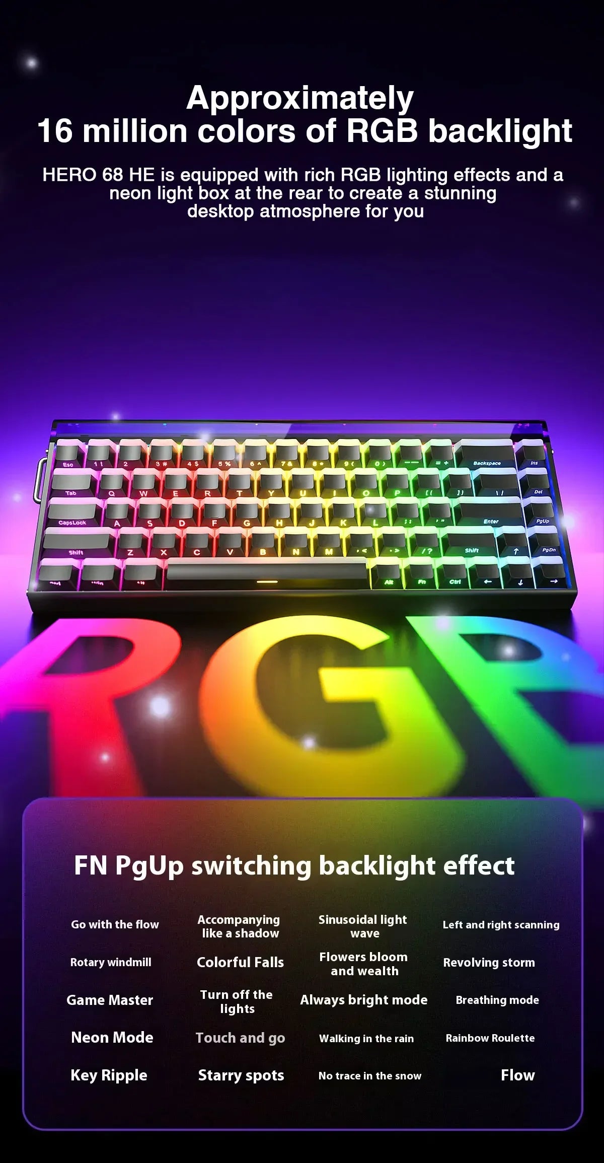 AULA HERO 68 HE E-sports Gaming Magnetic Switch Keyboard 60% Wired RGB Hot Swap 8K Return Rate Custom Mechanical Keyboard
