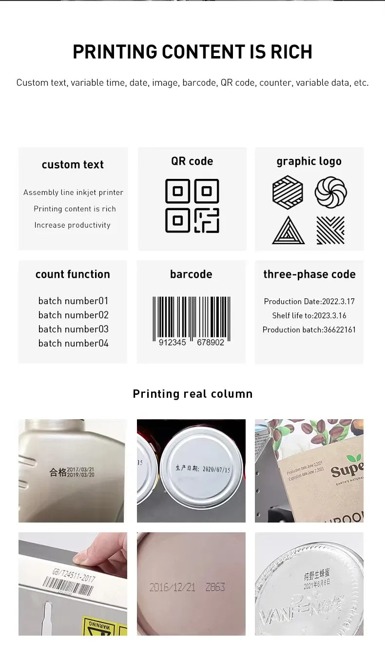 Hot Selling Electric Inkjet Date & Batch Coding Machine With Barcode For Pill Bottles Plastic Packaging Cartons