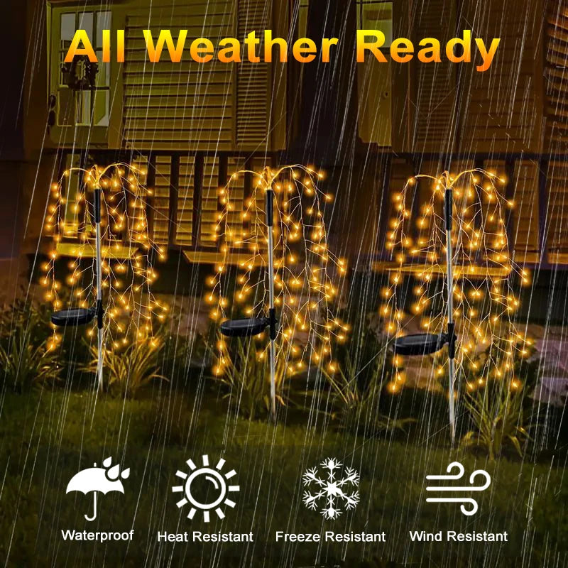 2/4Park 180LED Solar Powered Firecracker Light with 8 Lighting Modes, Outdoor Lawn Lights Smart Decorative Lighting, From dusk till dawn Solar Fairy Lamp for Courtyards, Lawns, Gardens, Pathways, Garden Decor