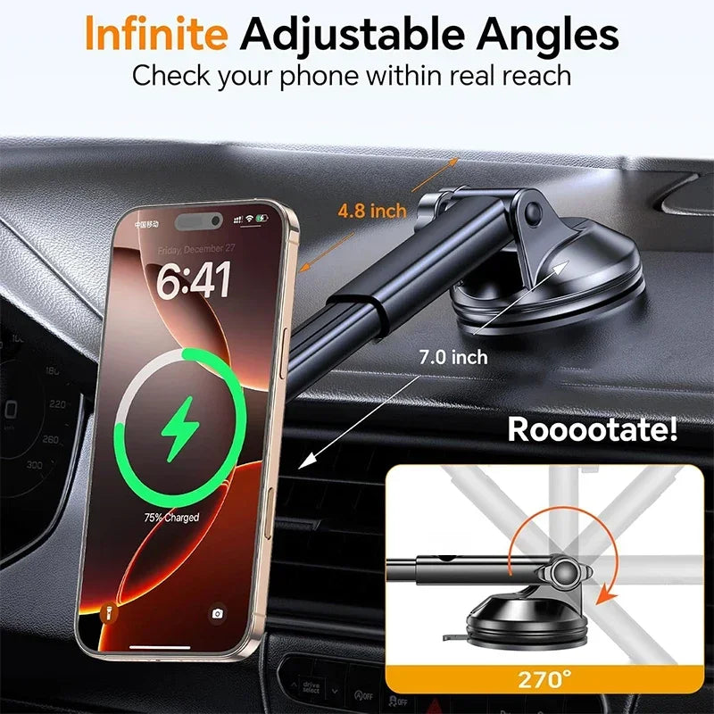 Magnetic Wireless Car Charger for iPhone 16-13 - Fast Qi Charging Tidesmit