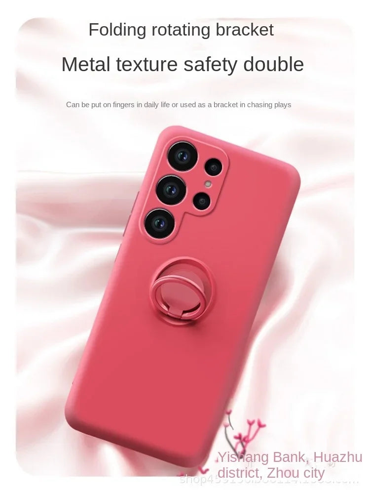 Magnetic Silicone Phone Case for Galaxy S25 with Ring Stand Tidesmit