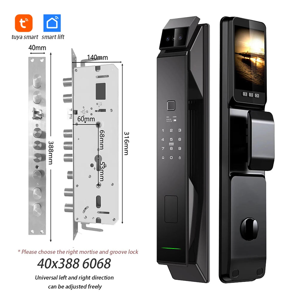Tuya WiFi 3D Face Recognition Smart Lock with Fingerprint Password Card App Unlocking Face Capture Digital Electronic Lock