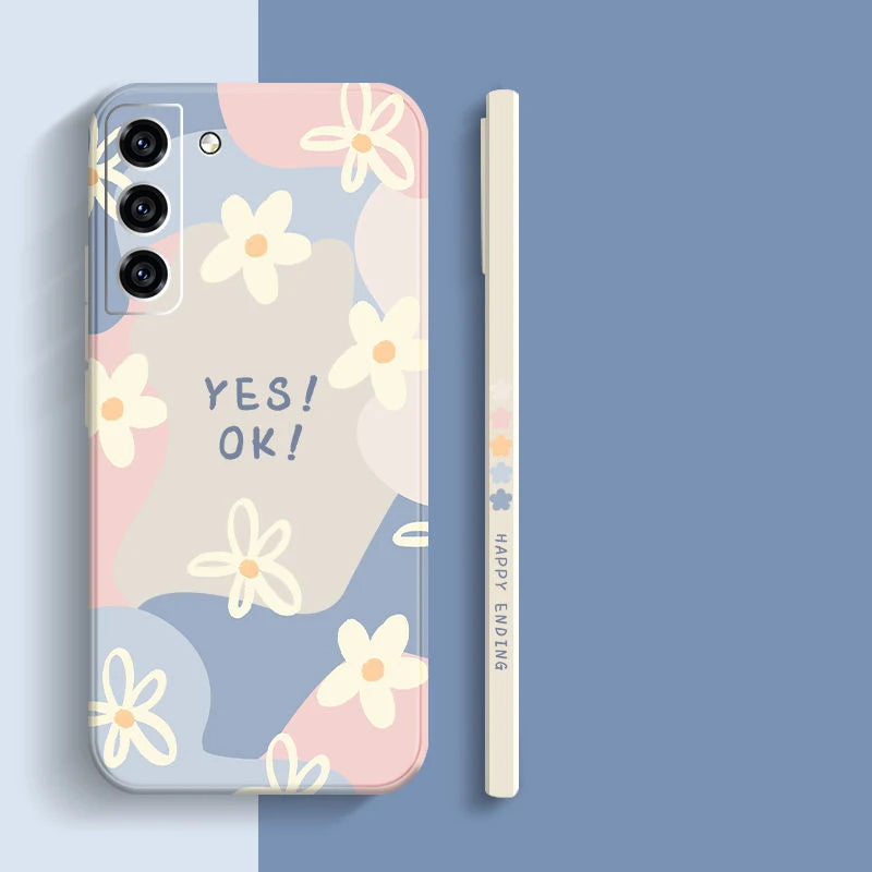Samsung Galaxy Silicone Flower Case - Shock-Absorbing Square Cover 1 Tidesmit