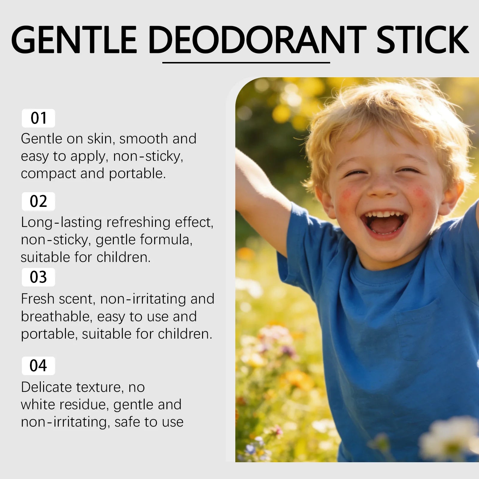 Tidesmit kids antiperspirant stick for sweat and odor control providing a fresh lasting fragrance for underarms