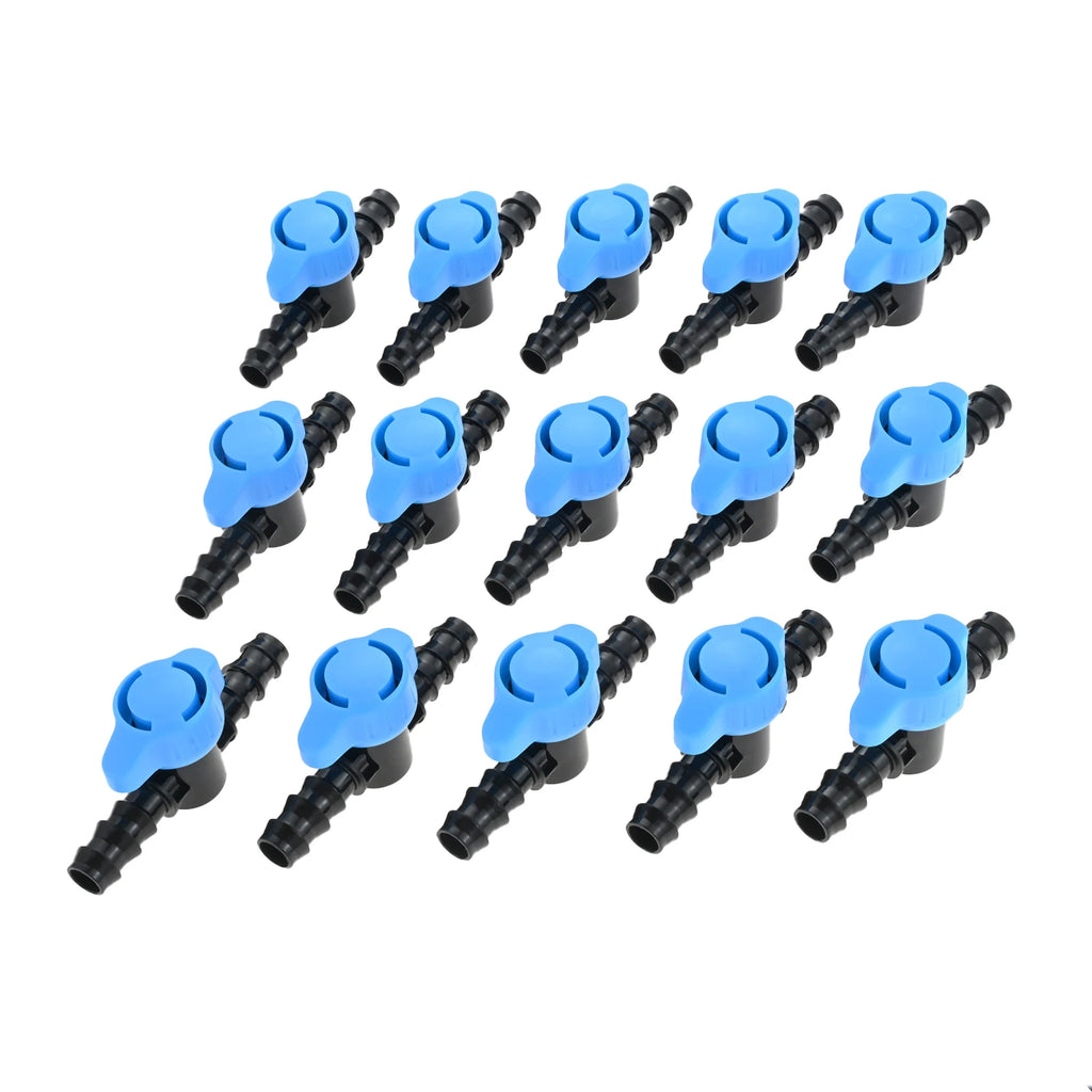 15pcs Plastic Drip Irrigation 1/2 Inch Barbed Shut Off Valve for 1/2 Inch 16mm Drip Irrigation Tubing for Drip Sprinkler Systems