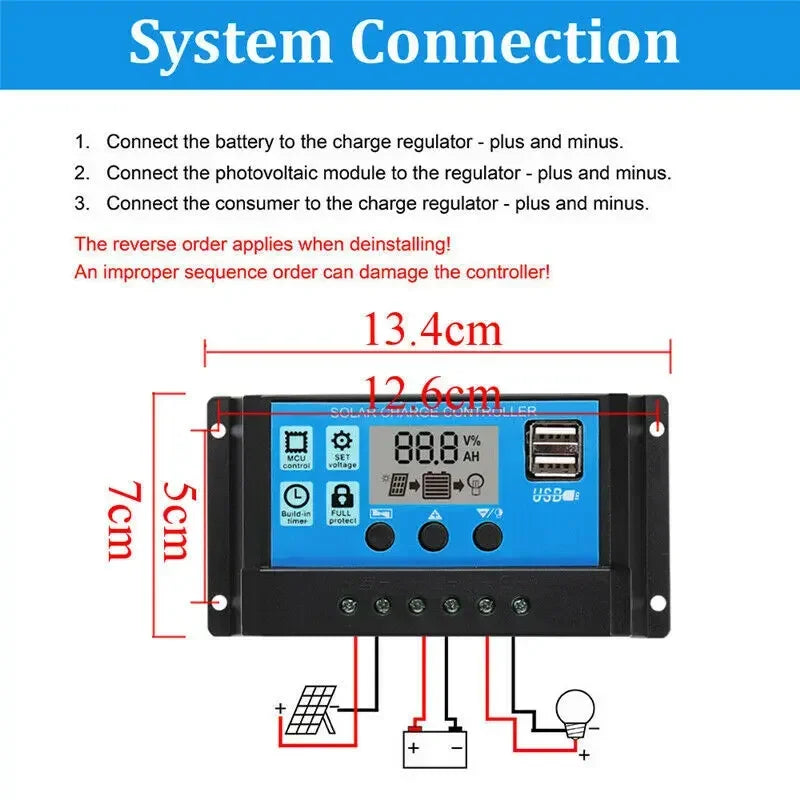 1000W Solar Panel 12V Solar Cell 10A-100A Controller Solar Plate Kit For Phone RV Car Caravan Home Camping Outdoor Battery