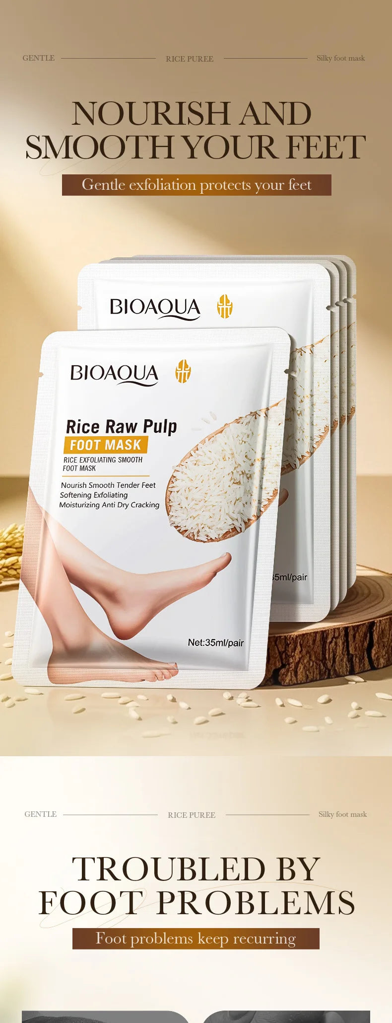 White Rice Foot Mask Moisturizing Exfoliating Treatment - 1-5 Pack Scrubs Treatments Tidesmit
