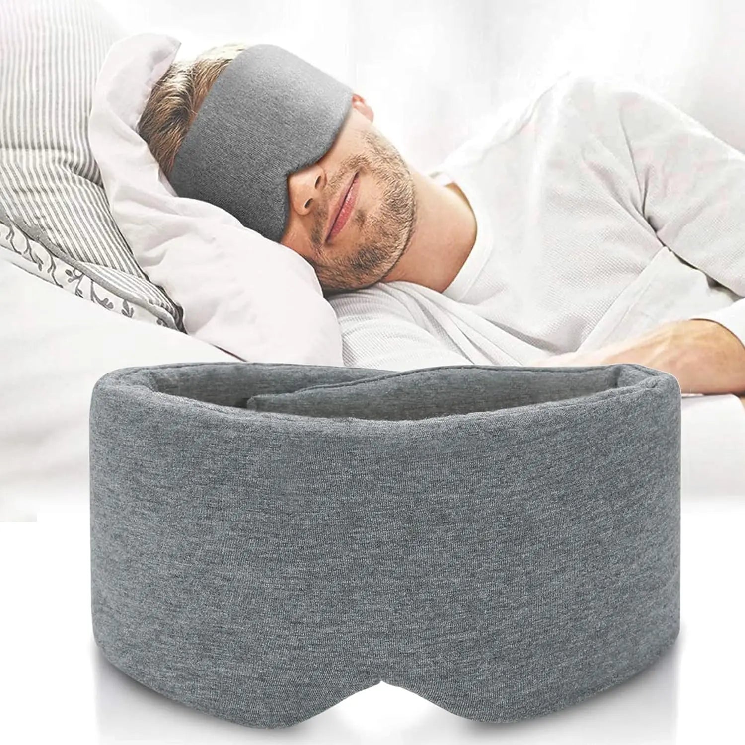 100% Handmade Cotton Sleep Mask Blackout for Side Sleeper,Soft Portable Blackout Eye Covers for Women Men Travel Eyepatch