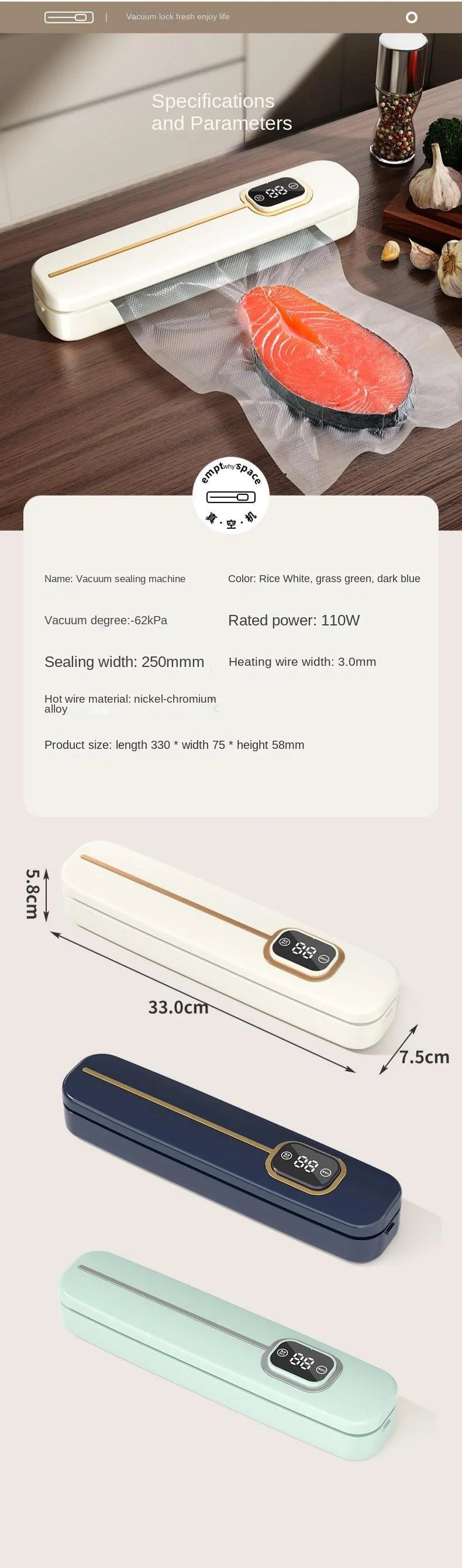 Automatic Vacuum Sealer Machine for Food Preservation Dry Wet Mode Vacuum Packer with 10pcs Bags Free Kitchen Sealing System