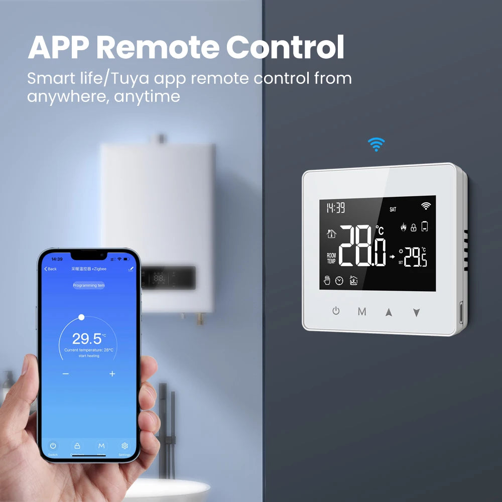 AVATTO WiFi Zigbee Thermostat Smart Home Battery powered Temperature Controller For Gas Boiler works with Tuya Alexa Google home
