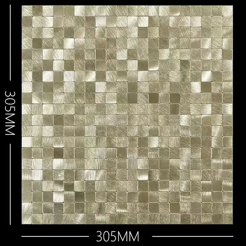Gold metallic mosaic tile wall sticker sheet, 305mm size marking