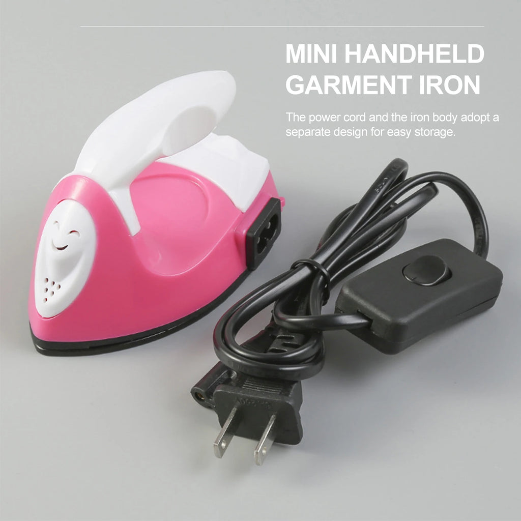 Tidesmit portable mini handheld garment iron with non-stick plate for DIY crafts and travel, US plug angle view