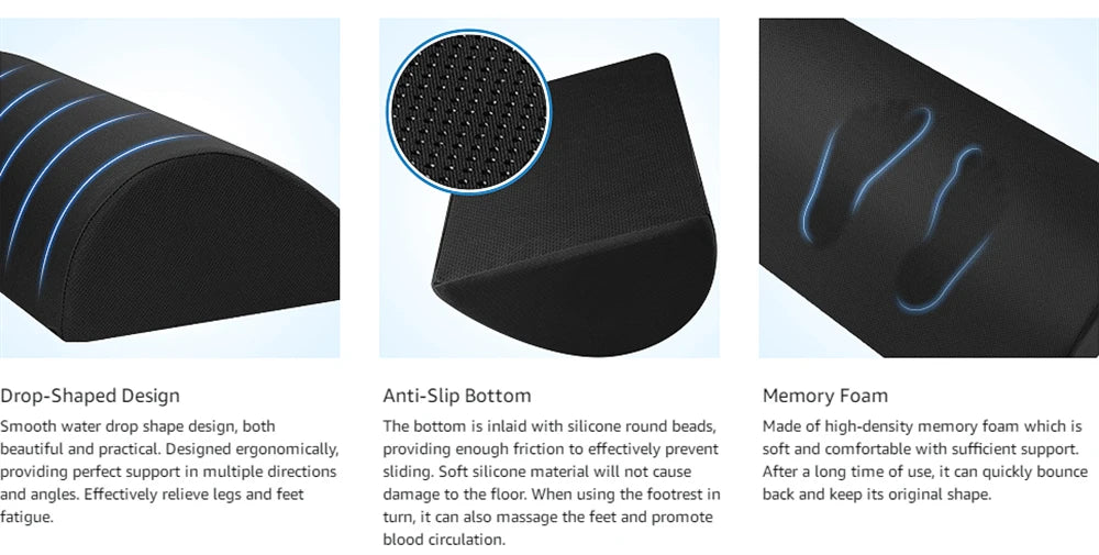 Memory Foam Under Desk Foot Rest - Ergonomic Support with Washable Cover Body Shaping Massage Equipment Tidesmit