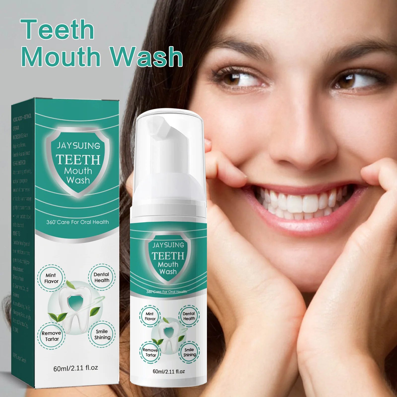 Tidesmit teeth whitening cleansing mousse foam for plaque removal, breath freshening, and gingival repair.