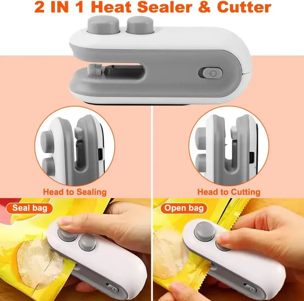 USB Portable Mini Sealer for Snacks Home Use Rechargeable Vacuum Sealer Handheld Food Plastic Packaging Heat Sealer