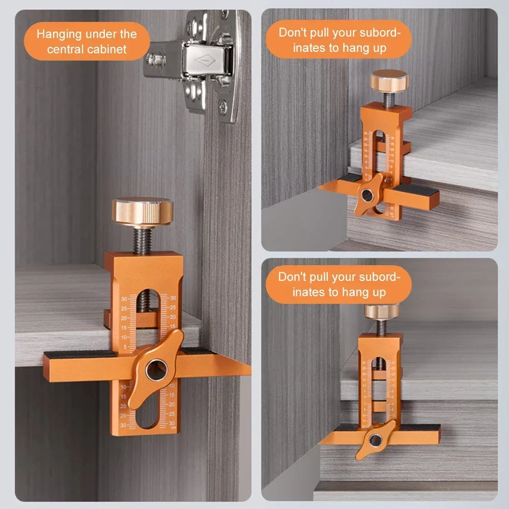 Adjustable Cabinet Door Mounting Jig Quick Positioning Hole Opening Tool Aluminum Alloy for Woodworking Installing Cabinets Tool