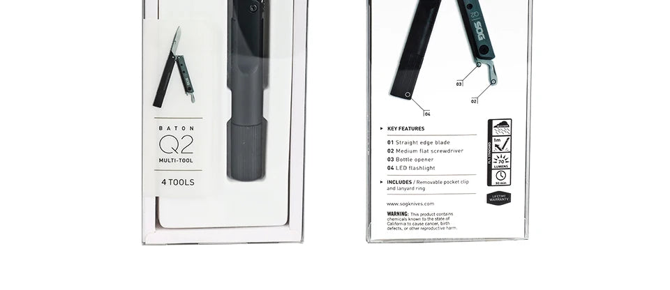 SOG BATON Q2 4 in 1 Multi-Tool Pen Small Folding Tools EDC Portable LED Flashlight Multifunctional Outdoor Survival Multitools