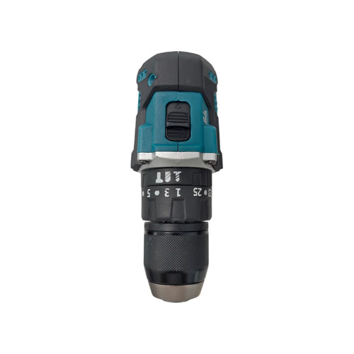 Teal and black cordless drill driver front view with keyless chuck