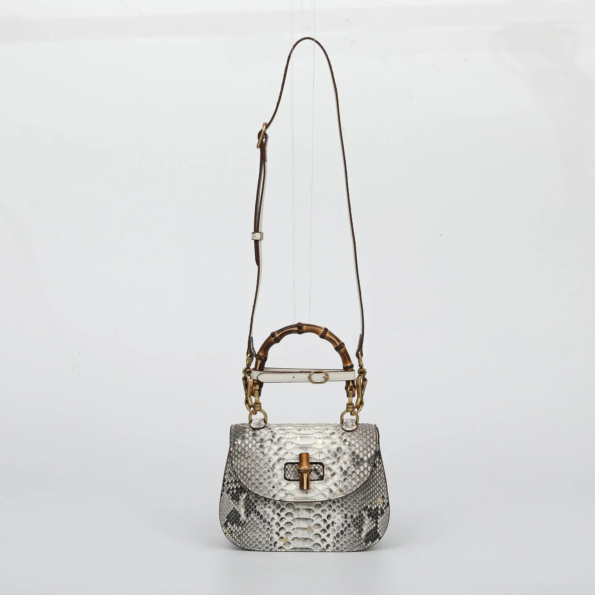 New Fashionable Women's Handbag Hand-held Bamboo Versatile Crossbody Bags Female Genuine Leather Handbags Woman Bags Top-handles