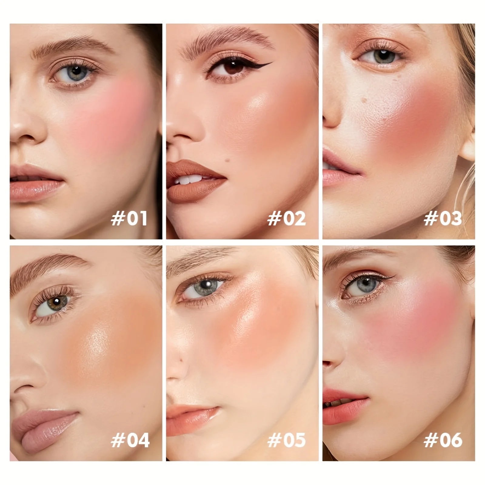 Tidesmit 6 colors waterproof blush cream shade swatch for long-lasting multi-use face makeup