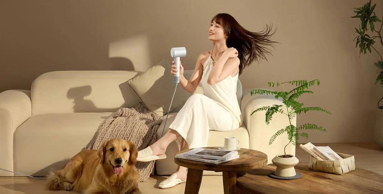 MIJIA H501 SE high-speed hair dryer in white, featuring sleek design for fast professional hair drying.