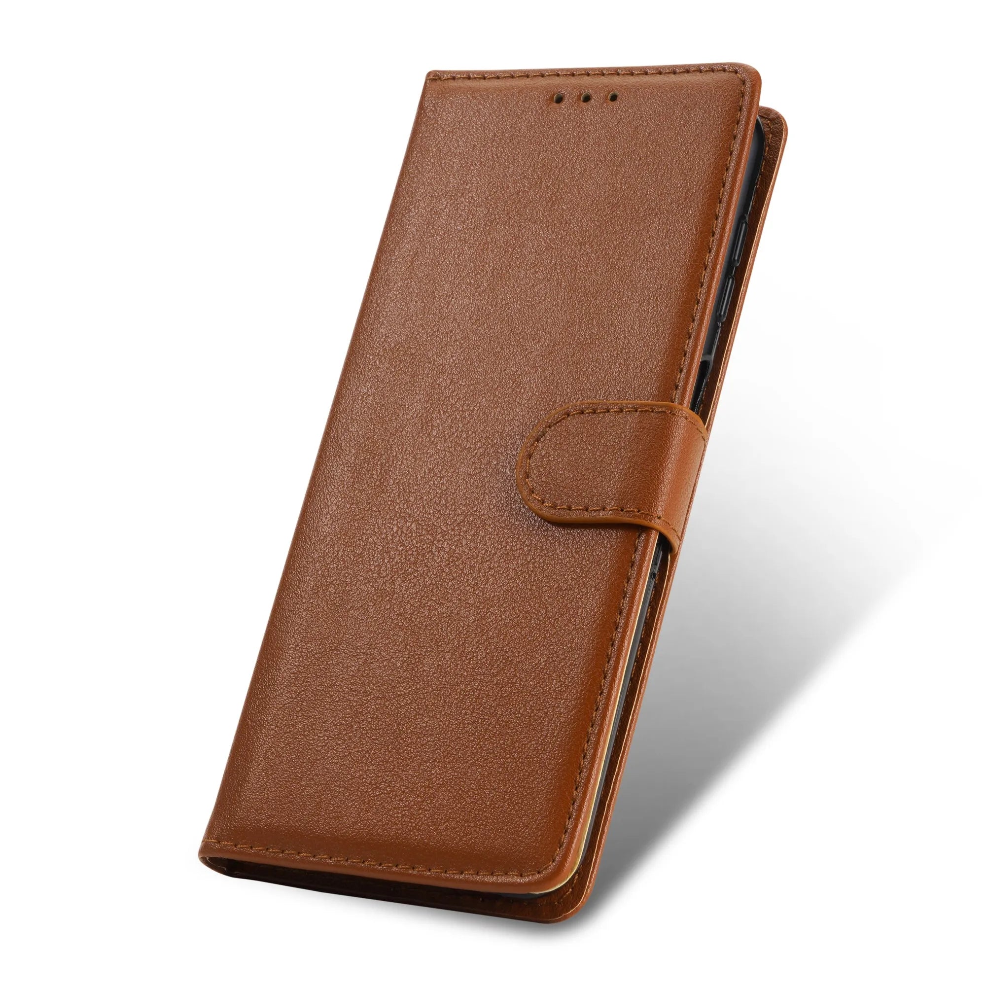 Flip Wallet Case for Xiaomi Redmi and Poco with Wrist Strap Brown Case & Strap Tidesmit