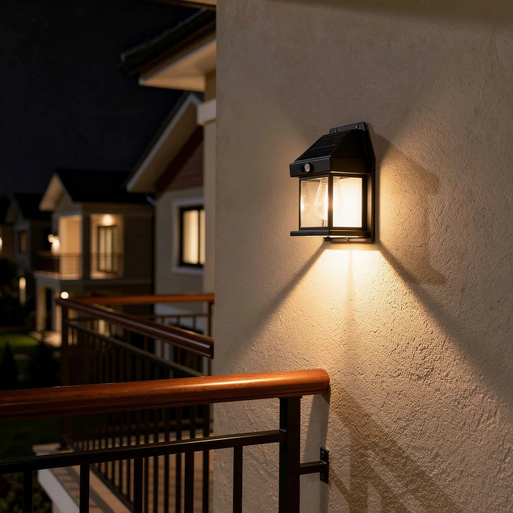 Solar Wall Light Outdoor Waterproof Motion Sensor Lamp Garden Decor Light for Porch Pathway Patio Yard Decorative Lighting