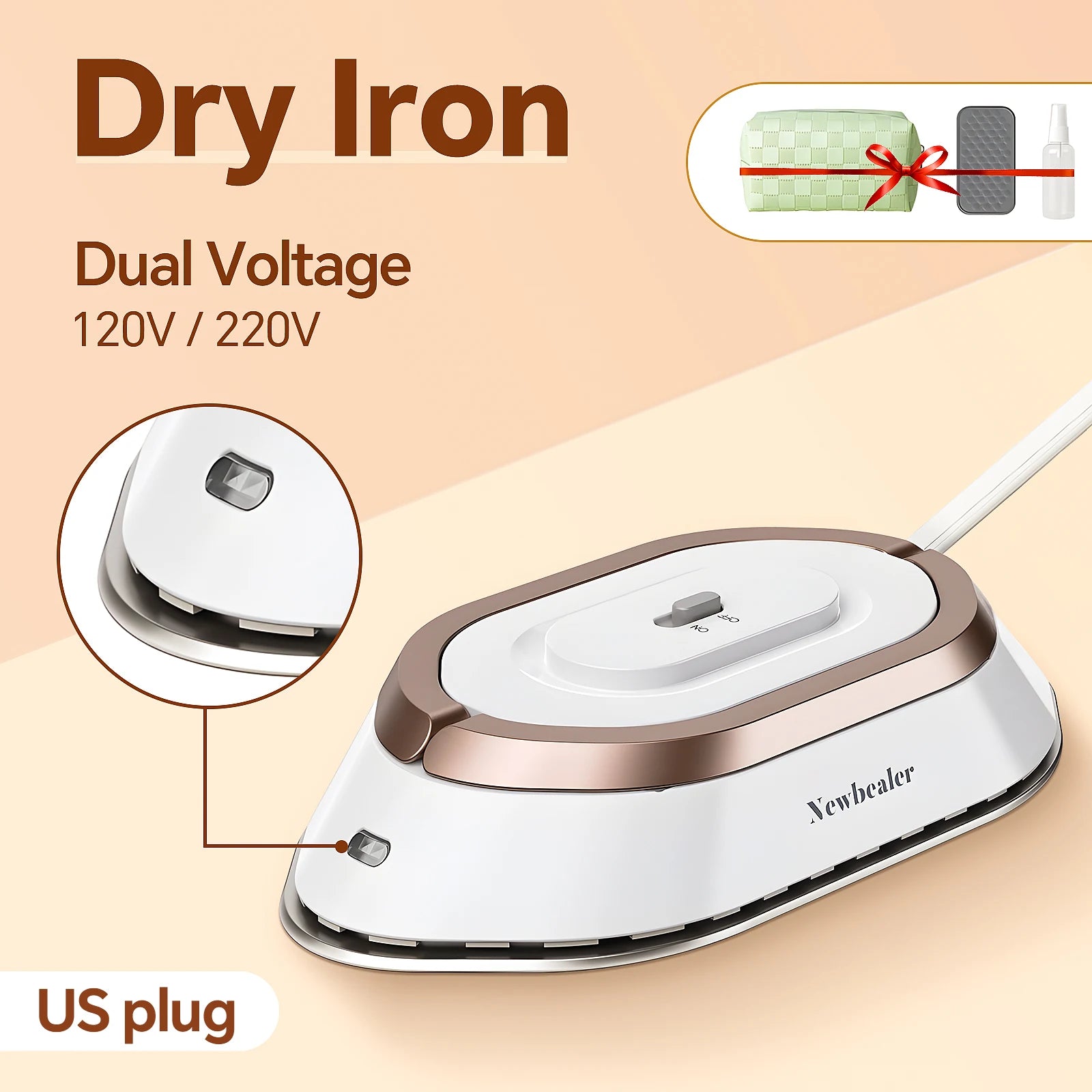 Tidesmit mini handheld travel iron showing compact 30s heat press plate design for portable garment care
